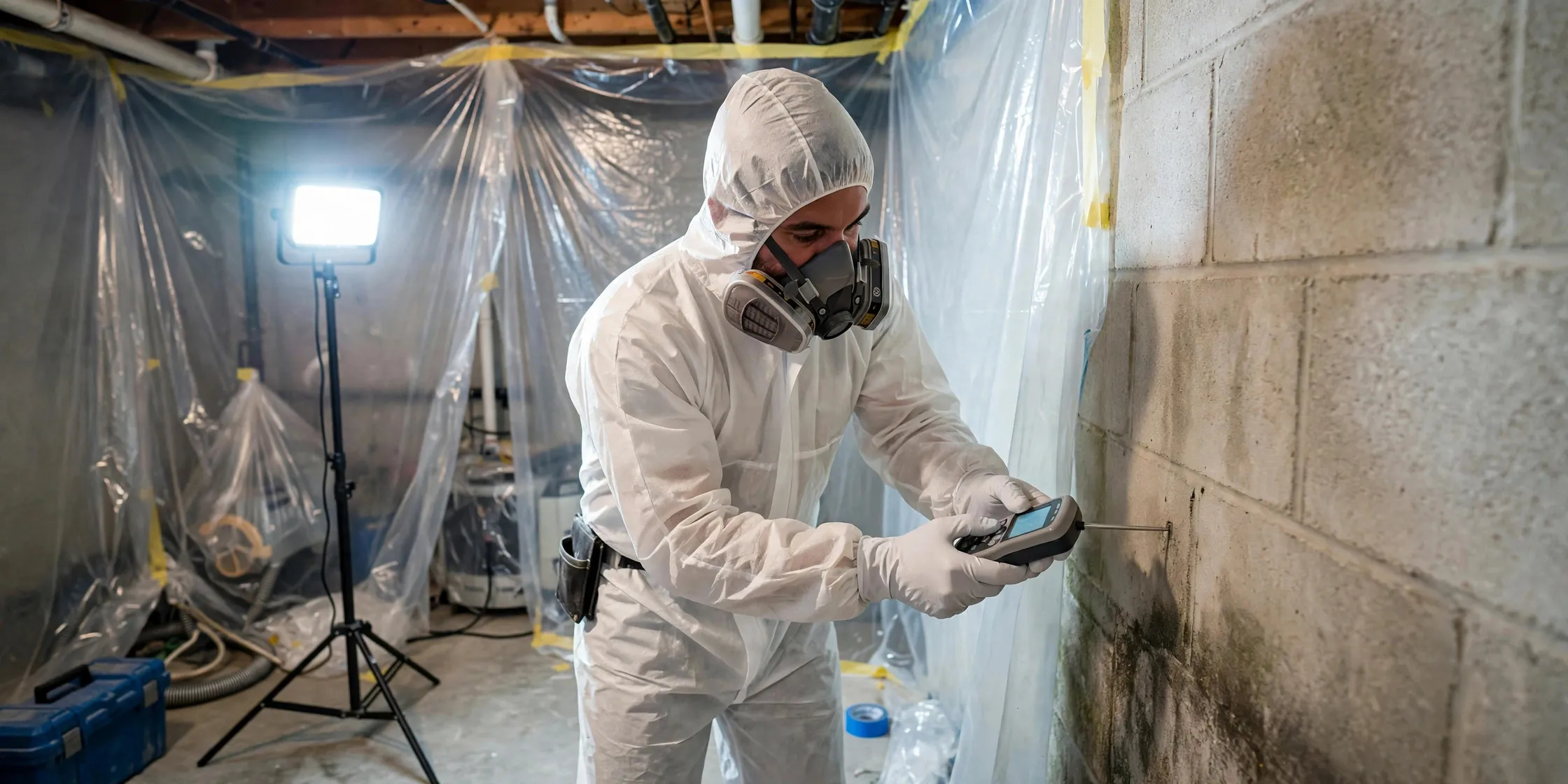 Mold remediation technician in Albany NY home
